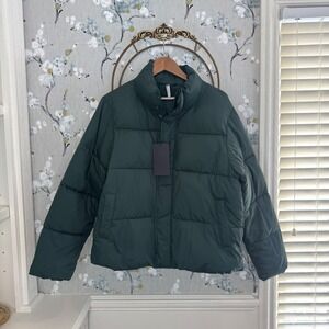 Fabletics Essential Puffer Jacket Women L Everpine Green NWT